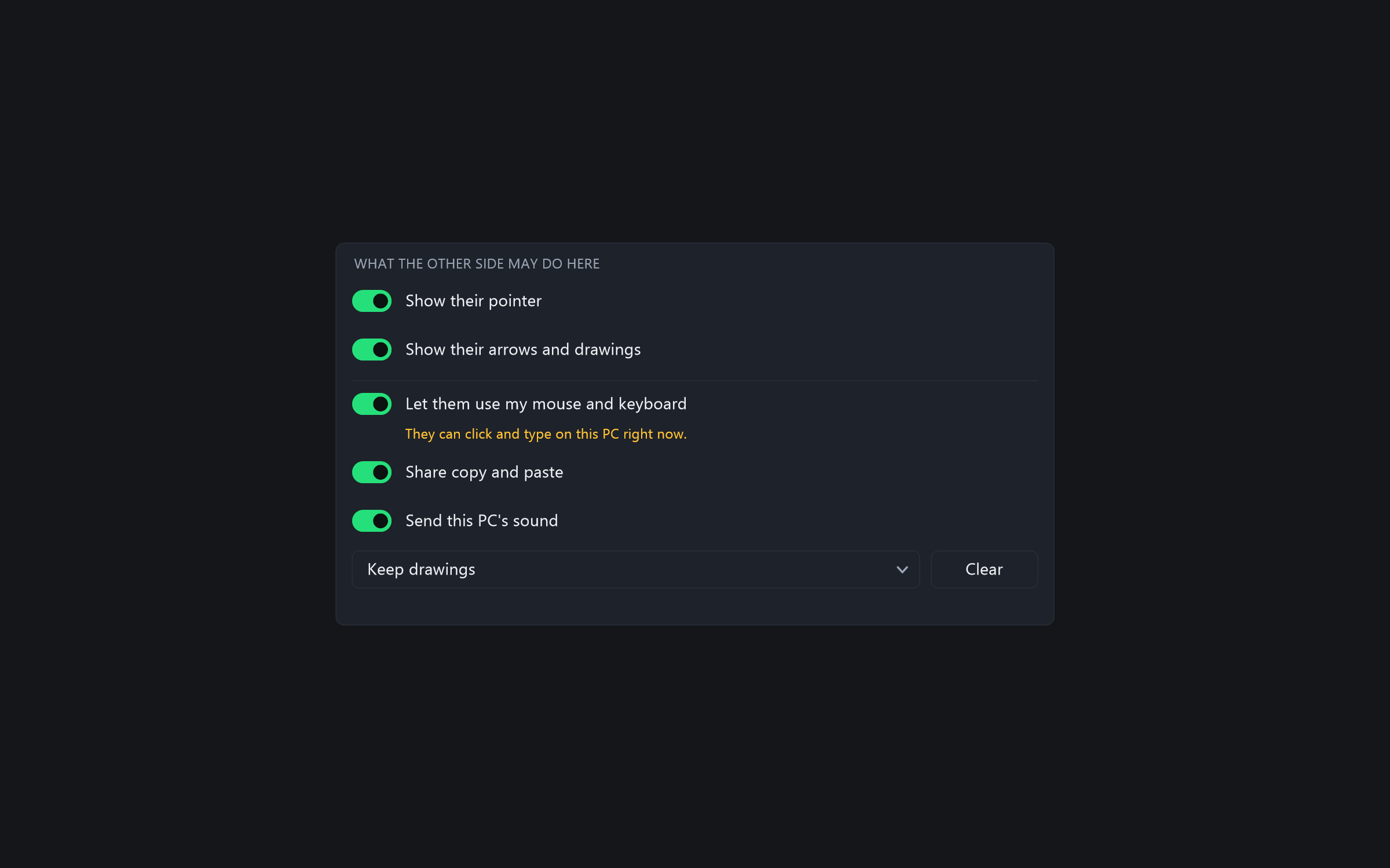 Permission settings